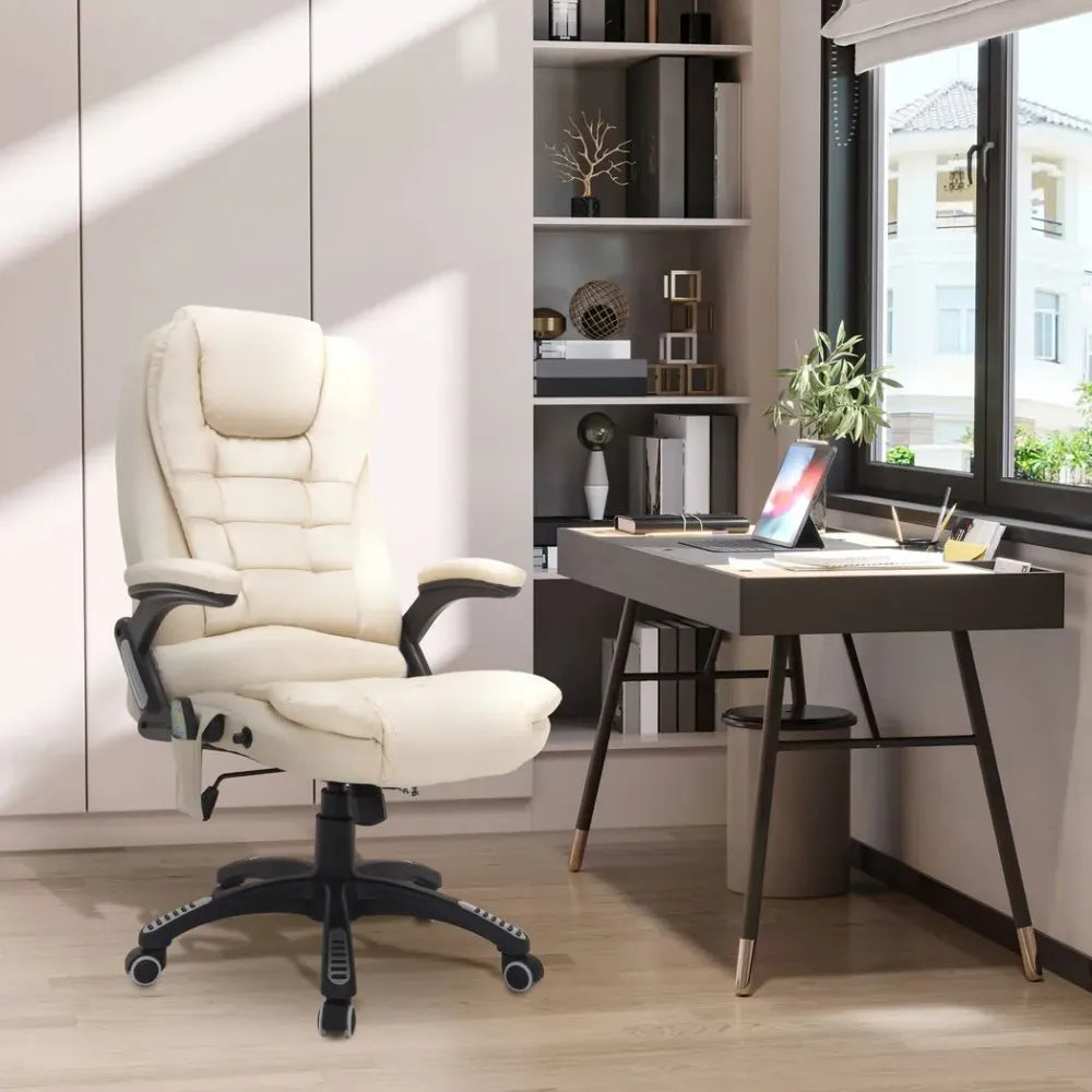 cream reclining office chair