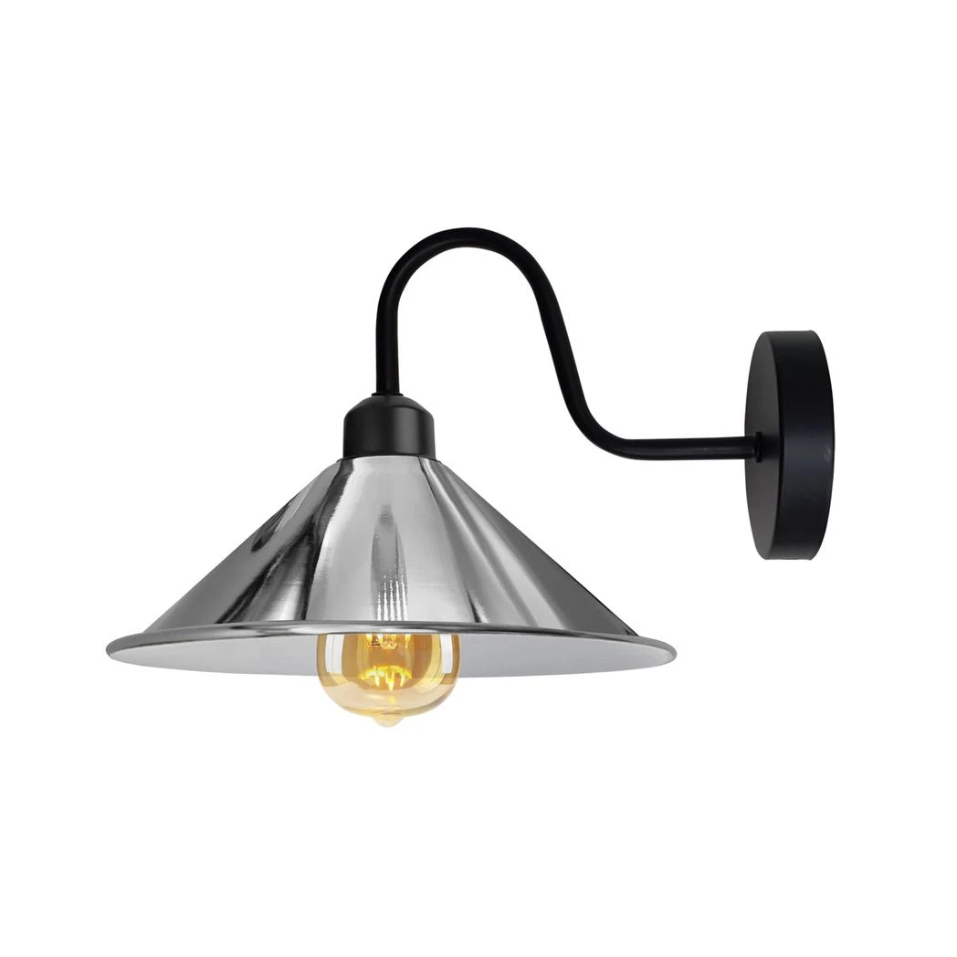 Chrome Wall Light Cone Shade Swan Neck Hallway Decor by Un-branded
