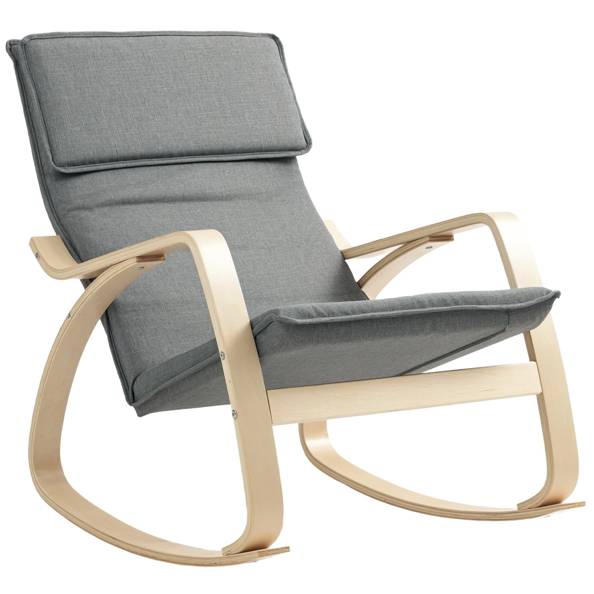 HOMCOM HOMCOM Rocking Chair Standard Size High Back with Headrest Linen Feel Grey for Living Room and Relaxation - Accent Chair