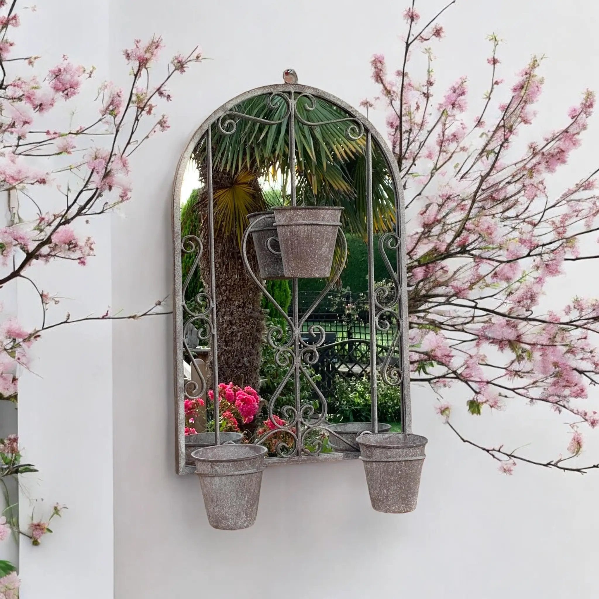 MSL 80CM WALL MIRROR WITH TRIPLE PLANTER - Planters