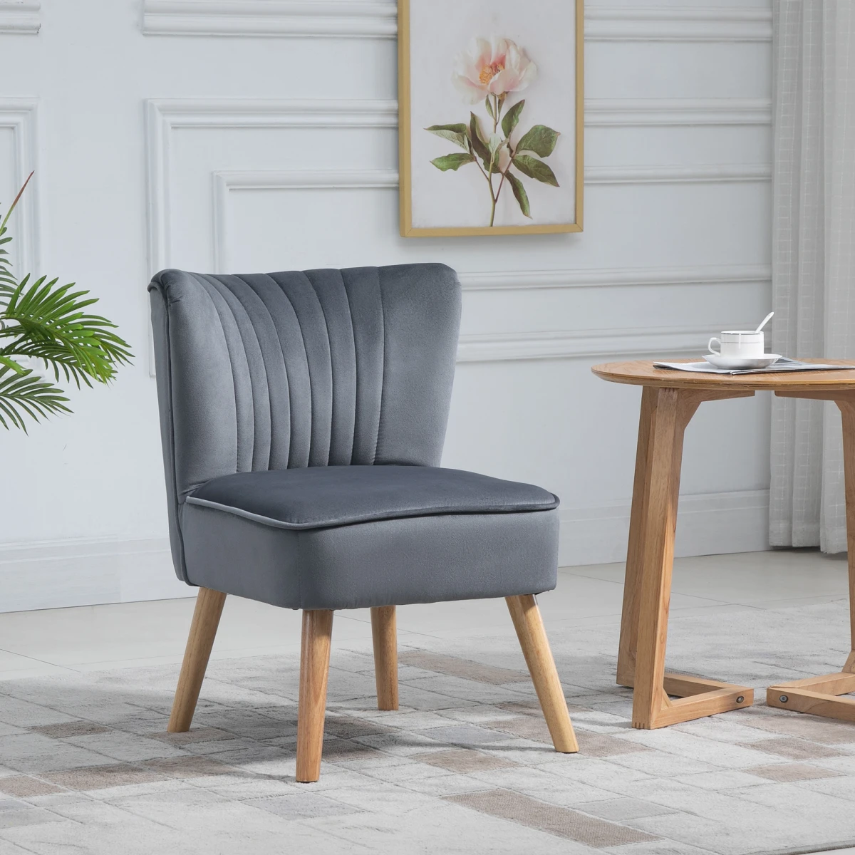 HOMCOM HOMCOM Velvet Accent Tub Chair Soft Upholstery Living Room - Accent Chair