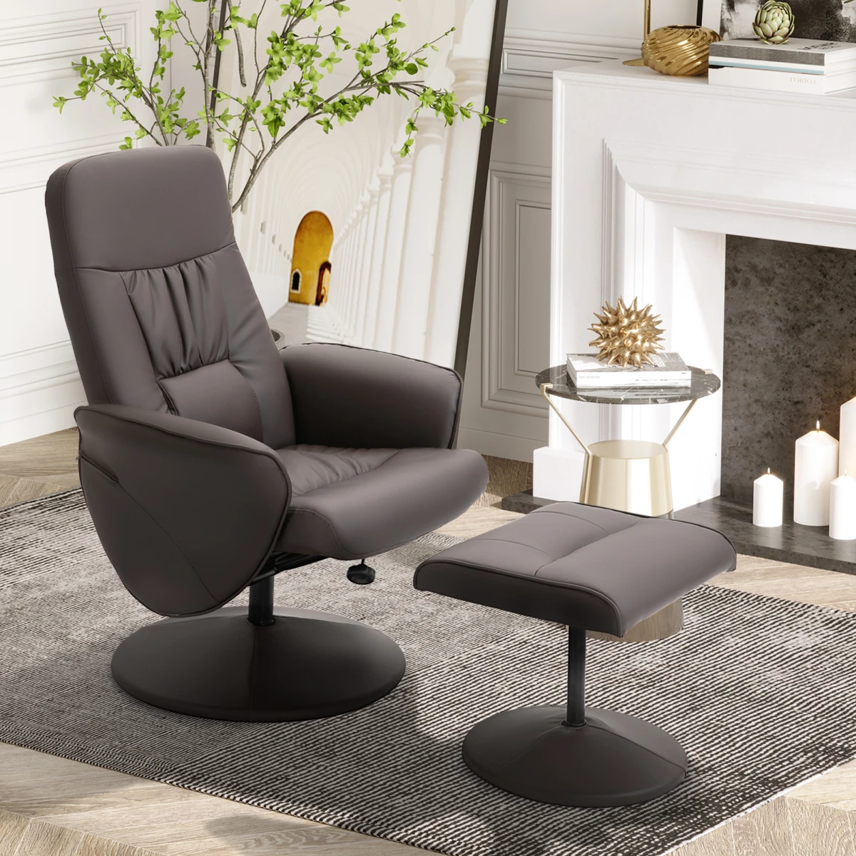 Premium Reclining Armchair Ottoman 2 Piece 360 Swivel Home by Unbranded