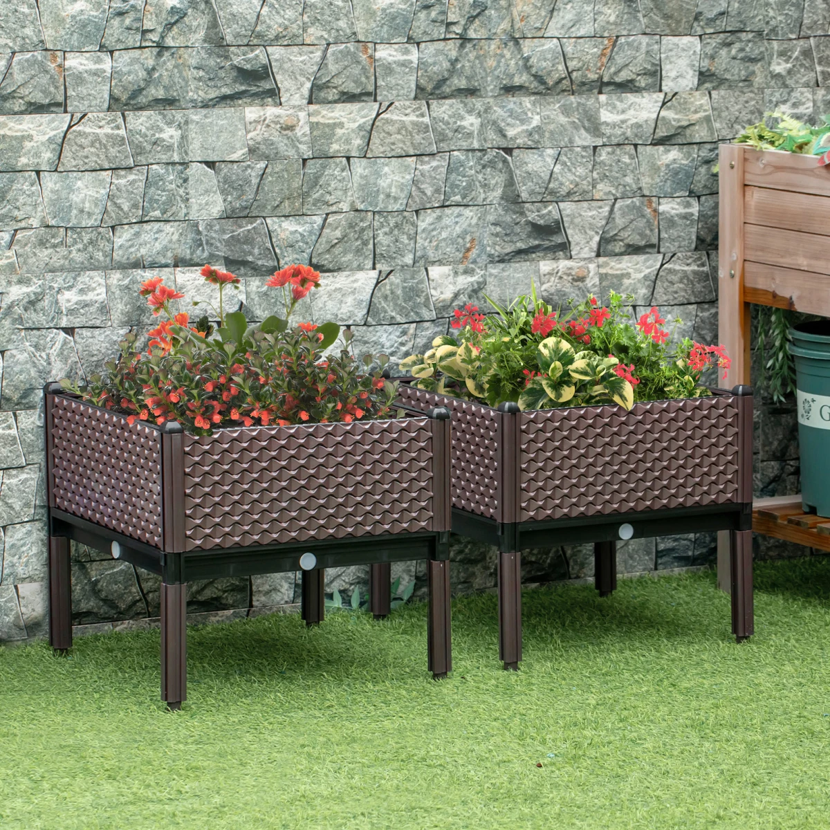 Outsunny Raised Garden Bed Set of 2 for Balcony Gardening by Outsunny