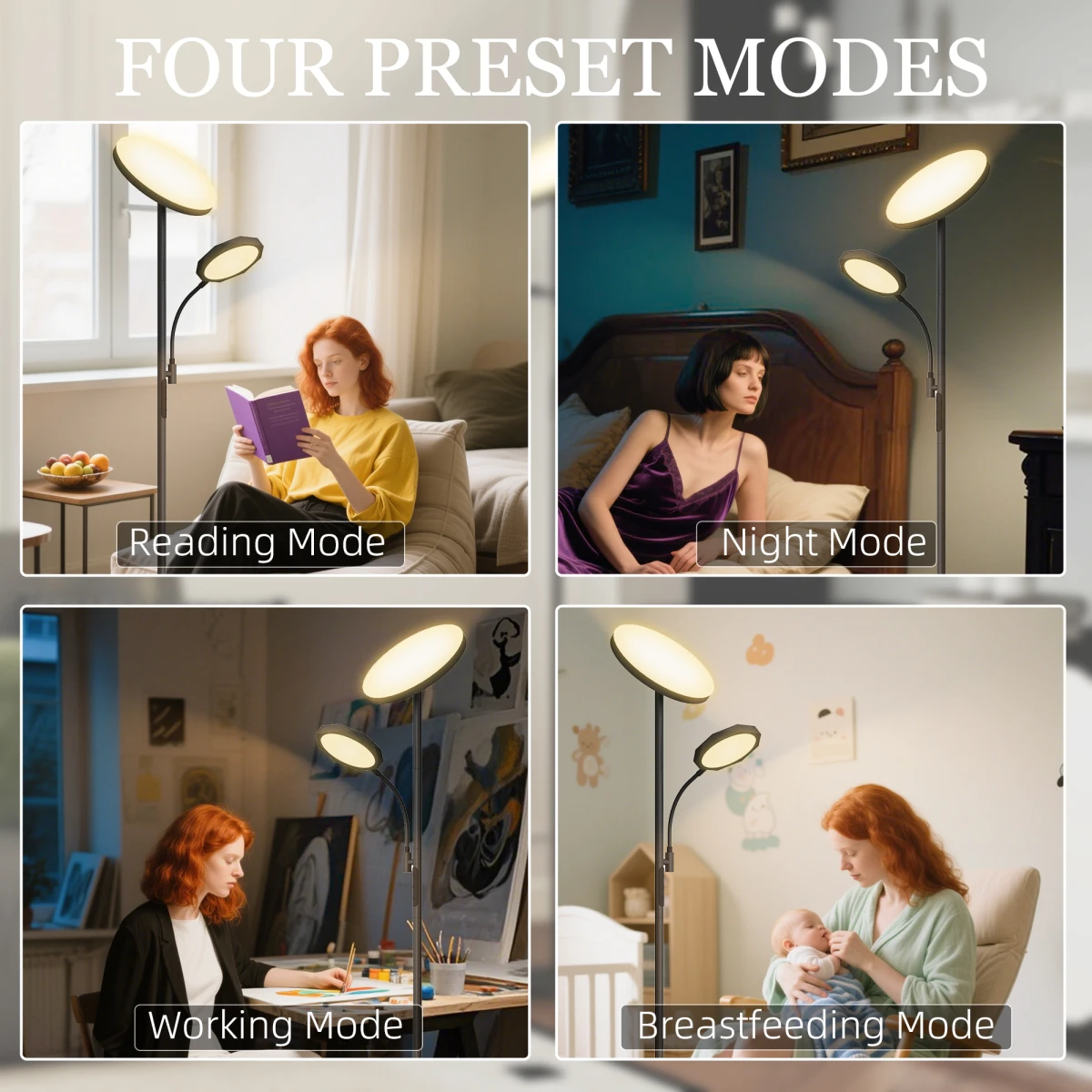 HOMCOM Floor Lamp 62 Inches with Adjustable Brightness for Modern Living Rooms by HOMCOM