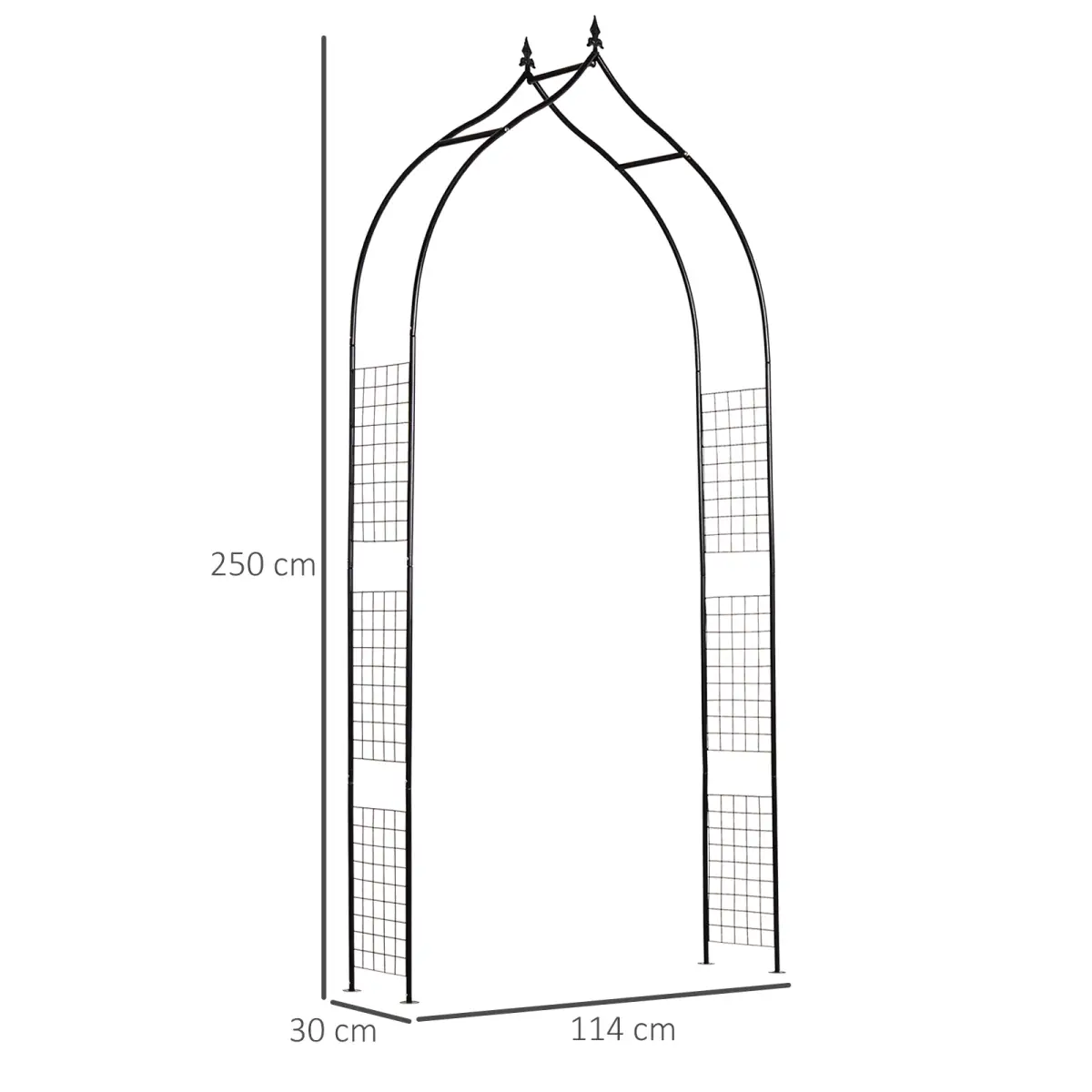 Outsunny Steel Frame Backyard Pergola for Plants & Trellis Garden Arch Black - Gazebos