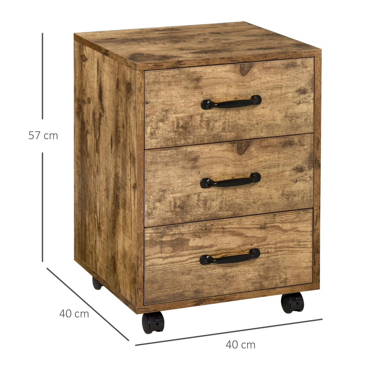 Homcom HOMCOM Rolling File Cabinet 3 Drawer Under Desk - Filing Cabinet