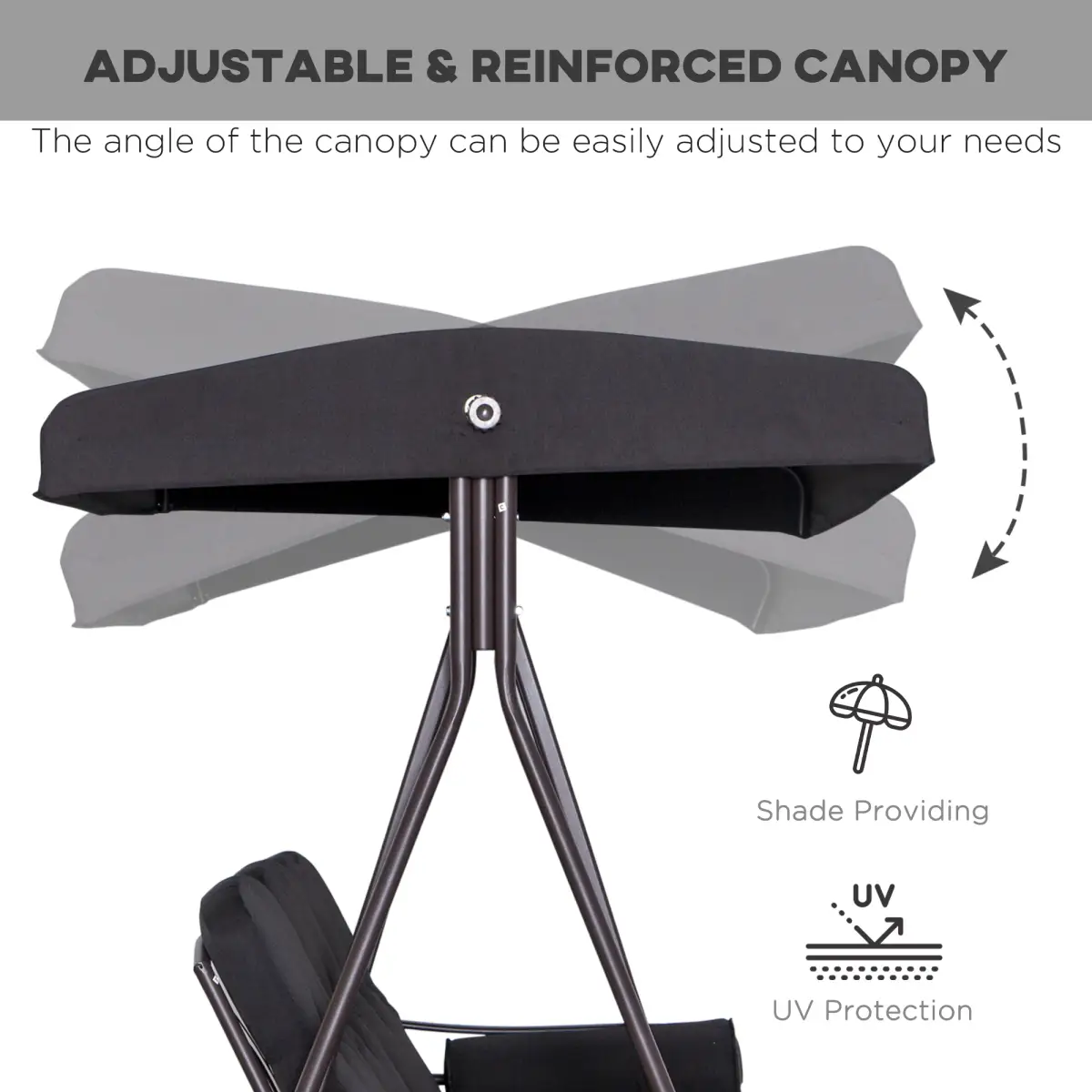 Outsunny Outsunny 3 Seater Garden Swing Chair Patio Swing Bench w/ Cup Trays Black - Hammocks