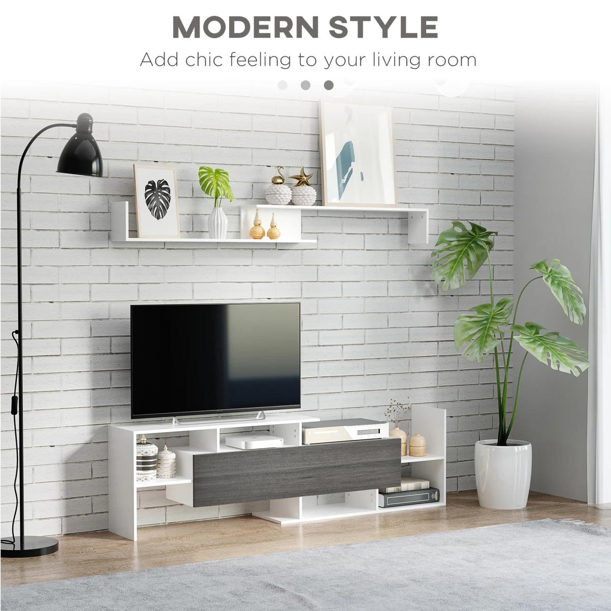 Homcom HOMCOM TV Cabinet Living Room Open Shelves Hidden Cabinet - TV Unit