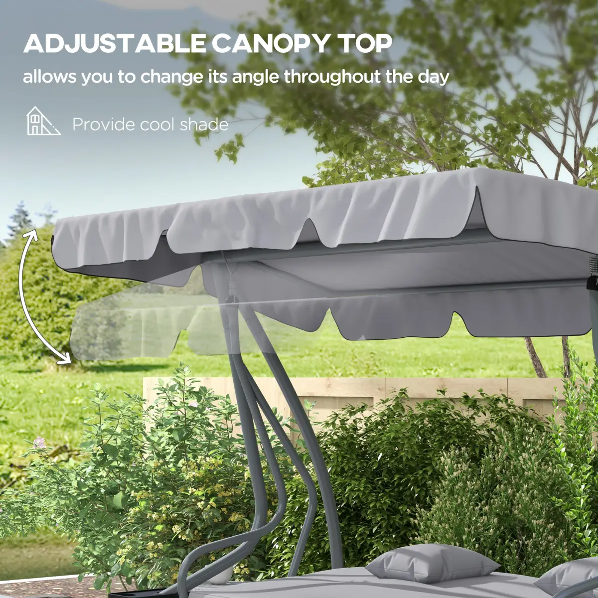 Outsunny Outsunny 2-in-1 Garden Swing Chair for 3 Person w/ Adjustable Canopy, Grey - Hammocks