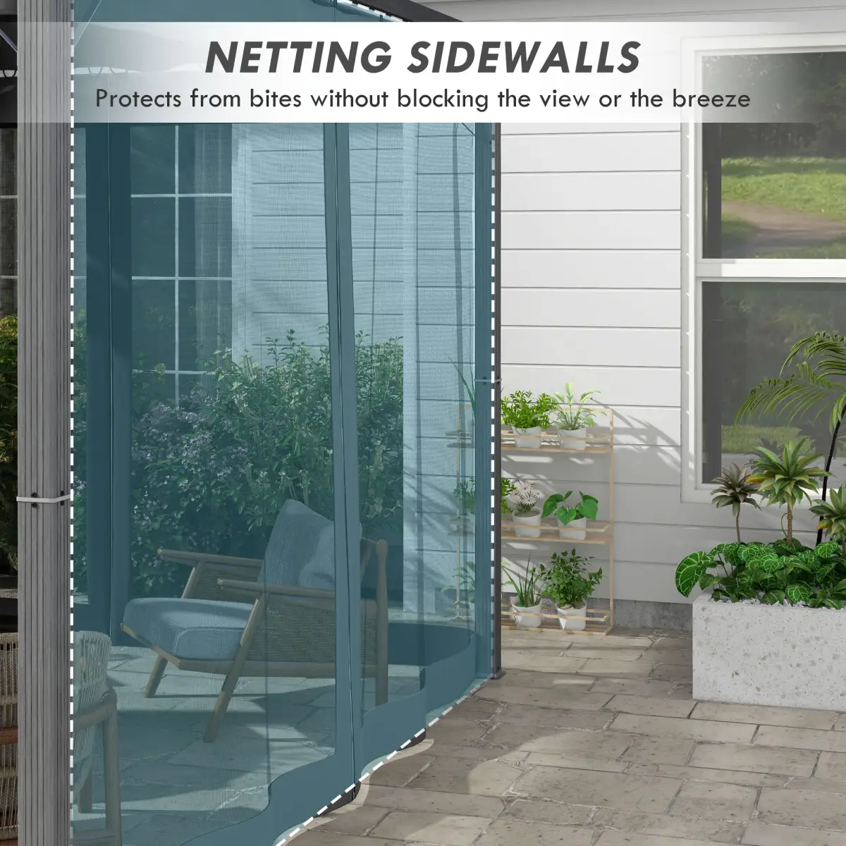 Outsunny Outsunny 3 x 3 m Pergola with Retractable Roof and Netting, Dark Grey - Gazebos