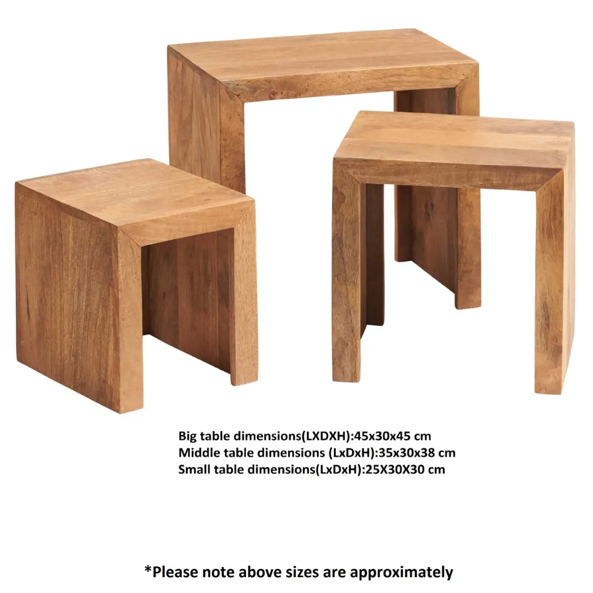 Indian Hub Toko Light Mango Nest Of 3 Tables - Nest of Tables