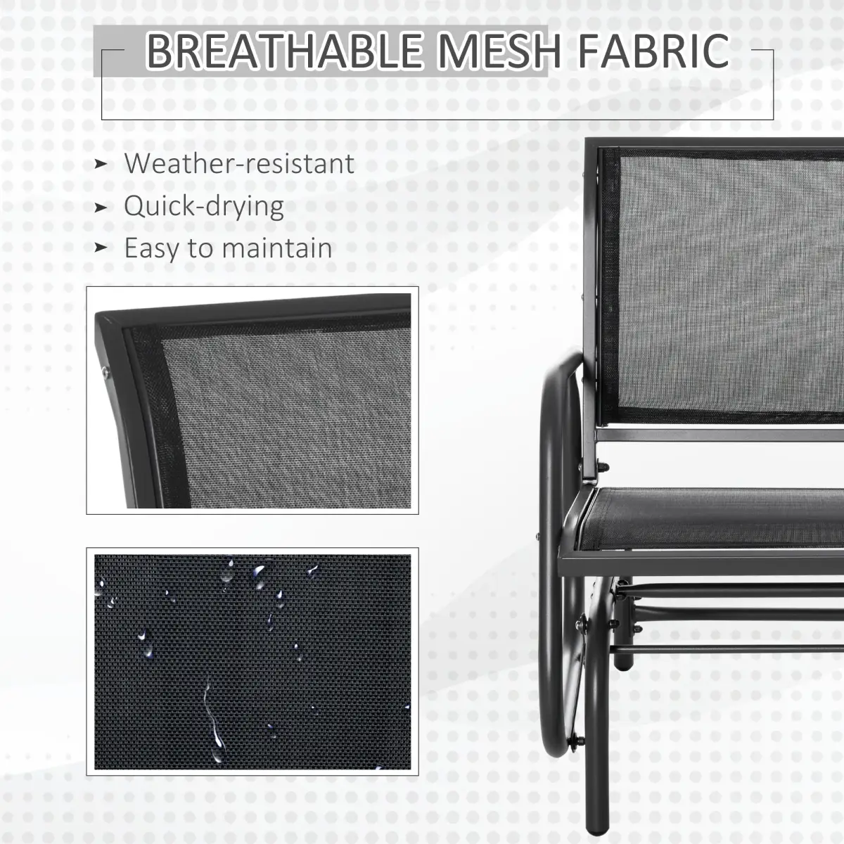 Unbranded Outdoor Gliding Swing Chair Garden Seat w/ Mesh Seat Curved Back Steel Frame - Hammocks