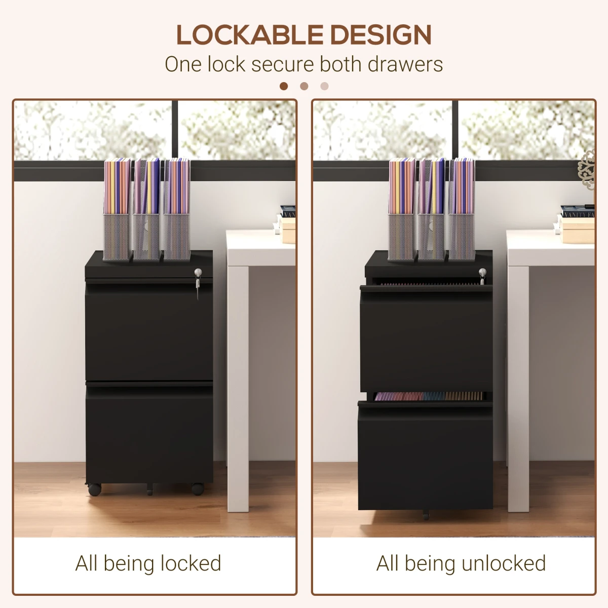 Vinsetto Steel File Cabinet 2-Drawer Lock Office by Vinsetto