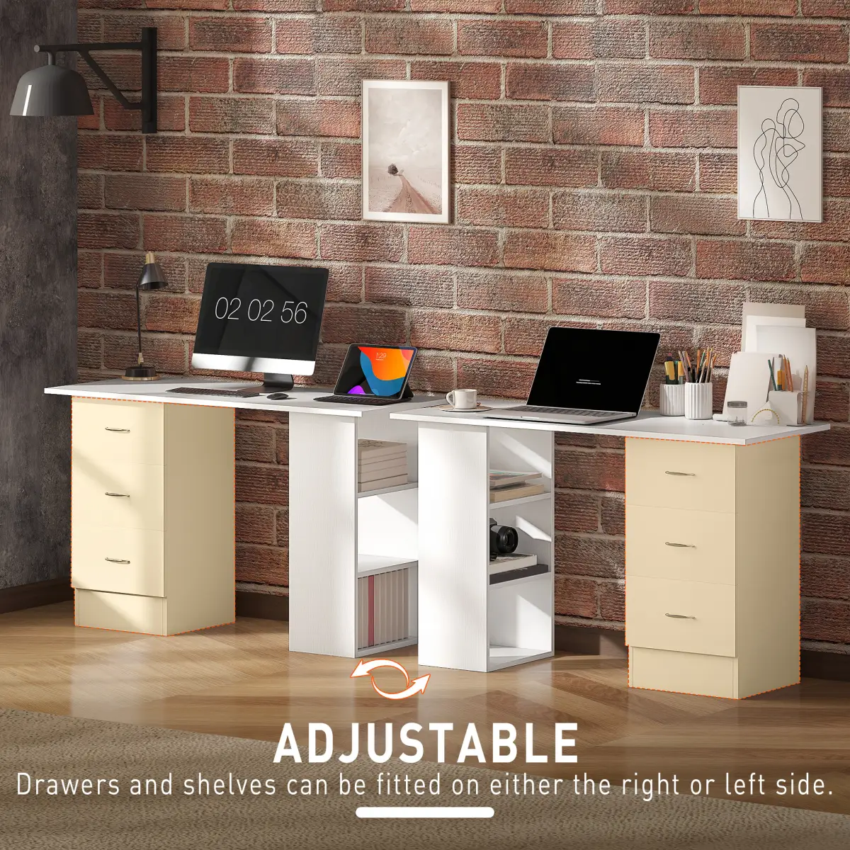 HOMCOM HOMCOM 120cm Computer Desk PC Table Workstation w/ 3 Shelf & Drawers White - Desk