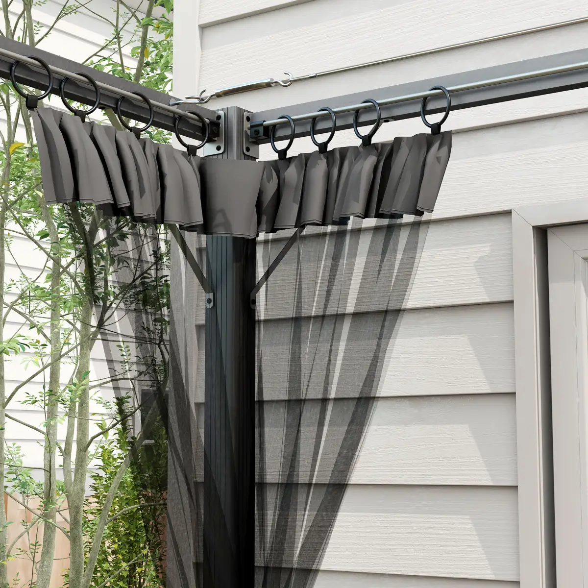 Outsunny Outsunny 3 x 3 m Pergola with Retractable Roof and Netting, Dark Grey - Gazebos