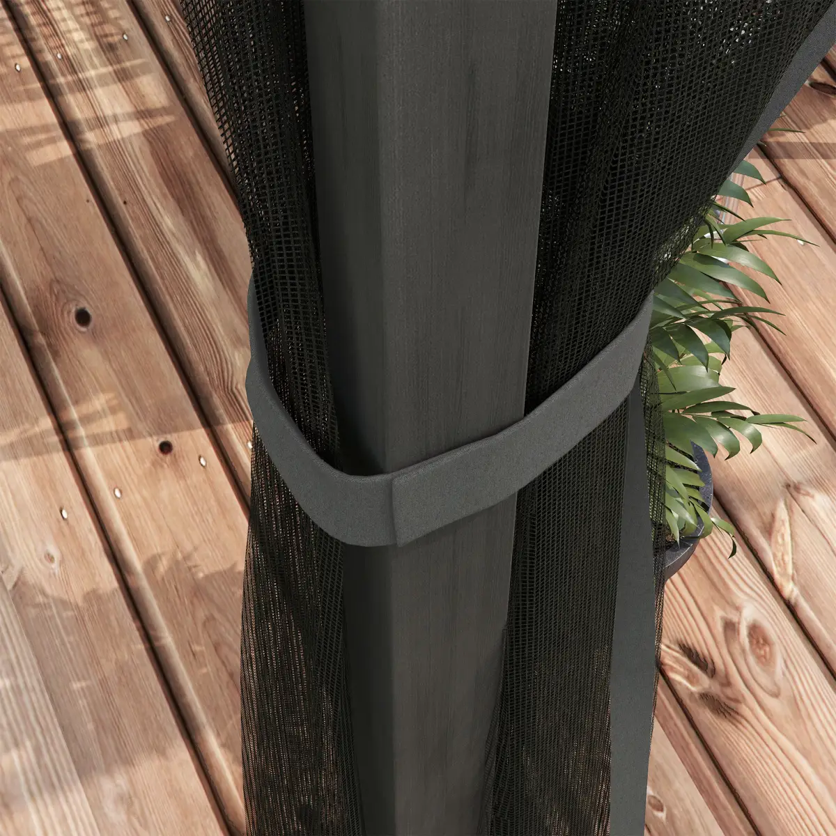 Outsunny Outsunny 3 x 4m Pergola with Retractable Roof and Netting, Dark Grey - Gazebos