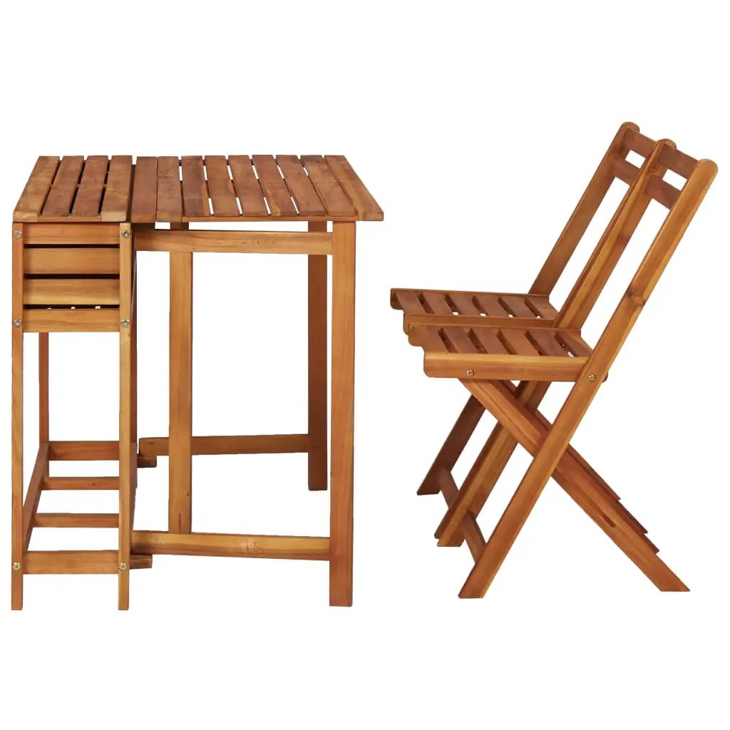 vidaXL vidaXL Garden Planter Table with 2 Bistro Chairs Solid Acacia Wood - Garden Chairs