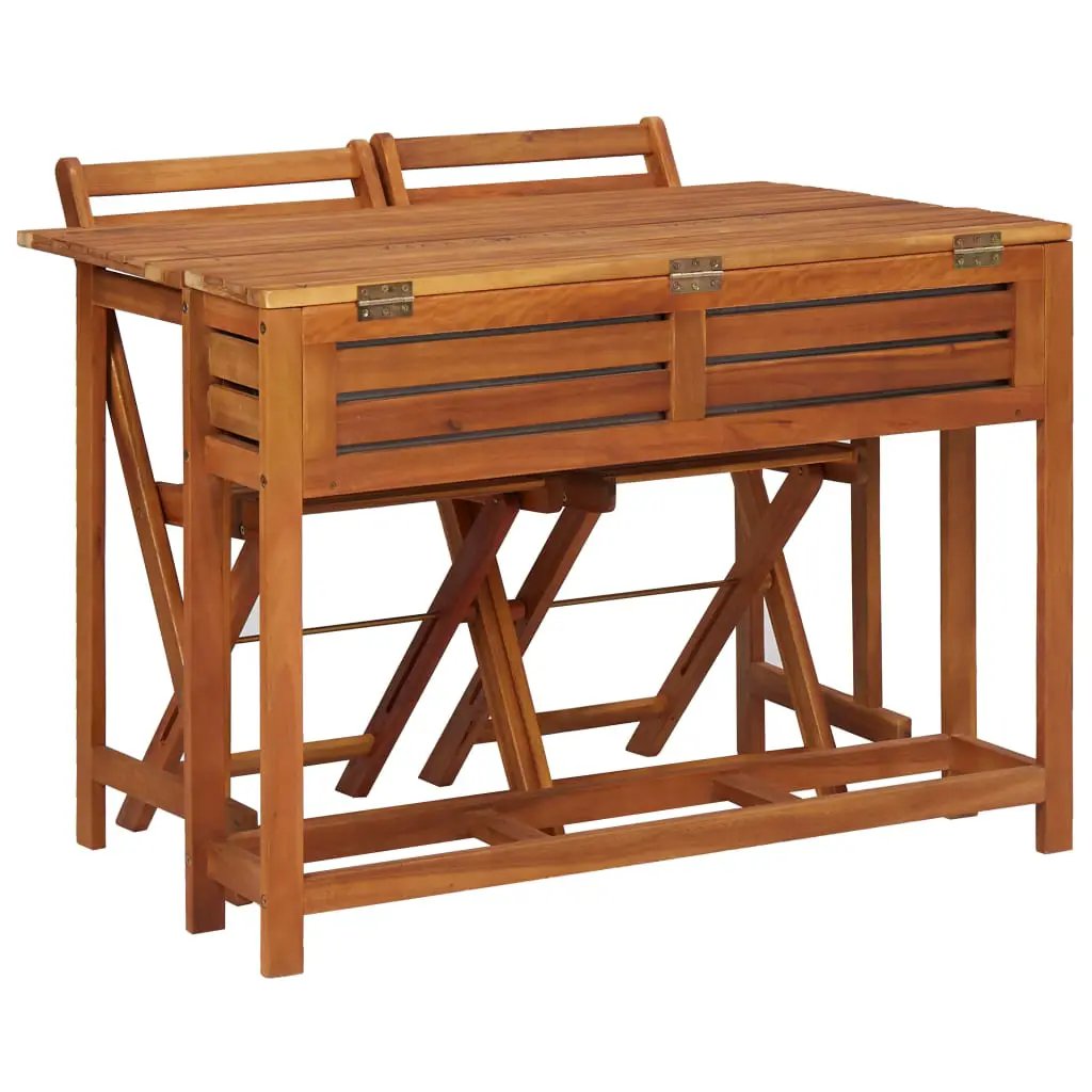 vidaXL vidaXL Garden Planter Table with 2 Bistro Chairs Solid Acacia Wood - Garden Chairs
