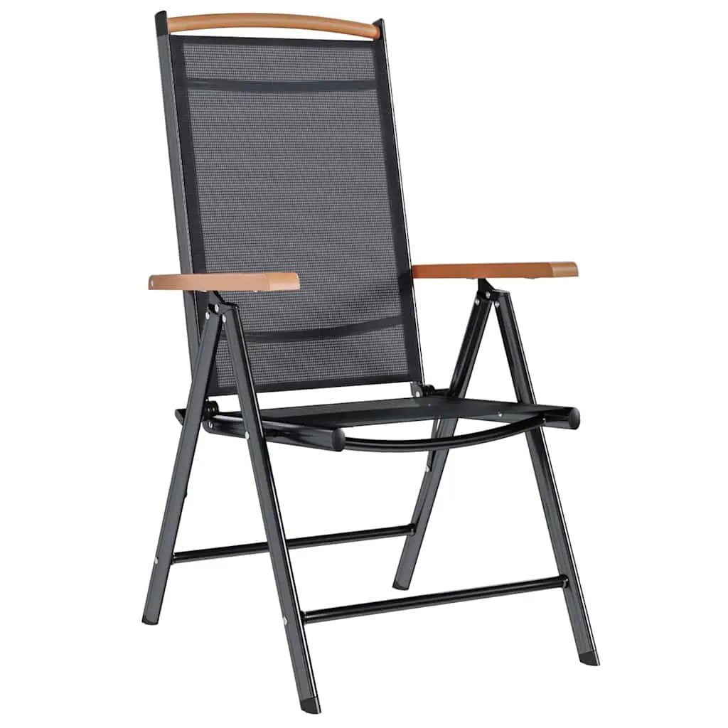 vidaXL vidaXL Folding Garden Chairs 6 pcs Textilene Black - Garden Chairs