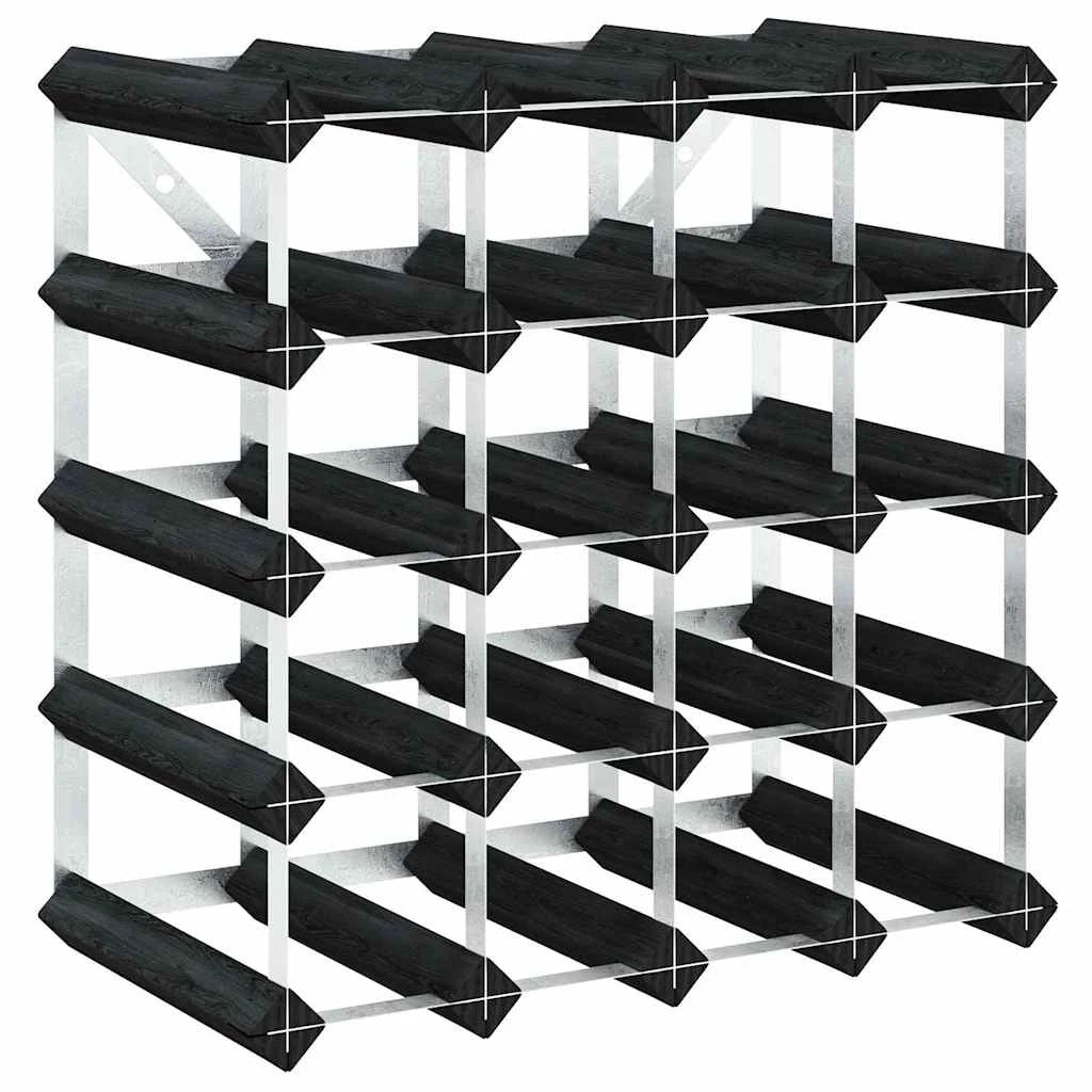vidaXL vidaXL Wine Rack for 20 Bottles Black Solid Pine Wood - Wine Rack