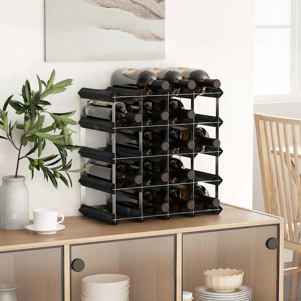 vidaXL vidaXL Wine Rack for 20 Bottles Black Solid Pine Wood - Wine Rack