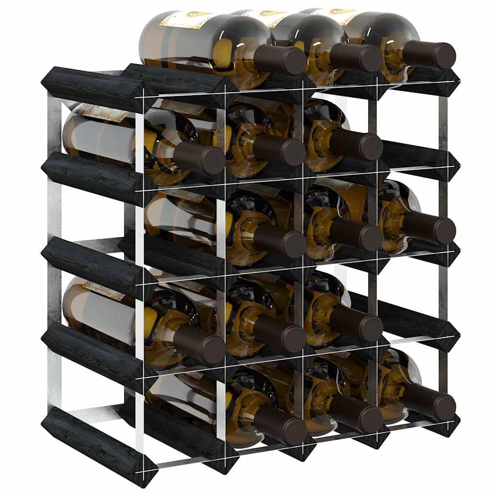 vidaXL vidaXL Wine Rack for 20 Bottles Black Solid Pine Wood - Wine Rack