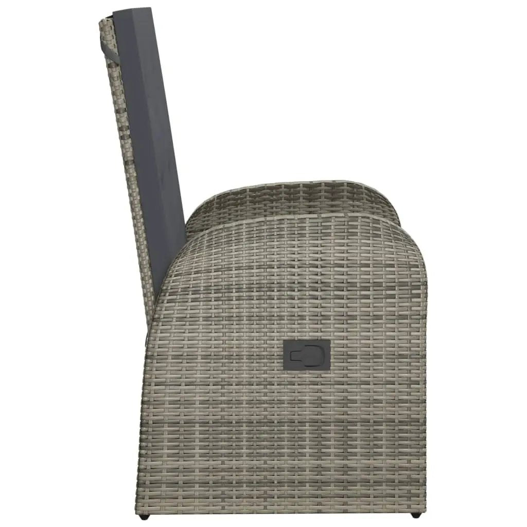 vidaXL vidaXL Reclining Garden Chairs with Cushions 2 pcs Grey Poly Rattan - Garden Chairs