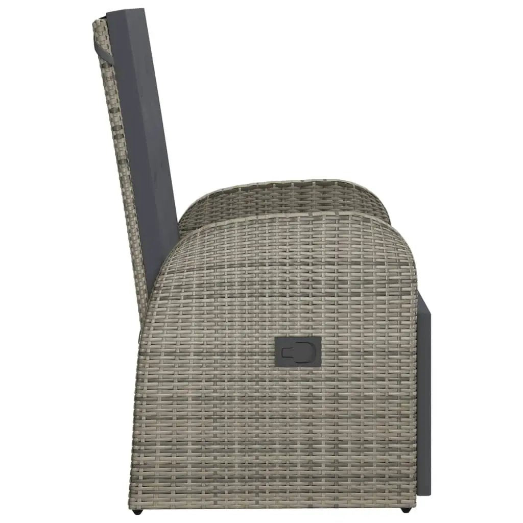 vidaXL vidaXL Reclining Garden Chair with Cushions Grey Poly Rattan - Garden Chairs
