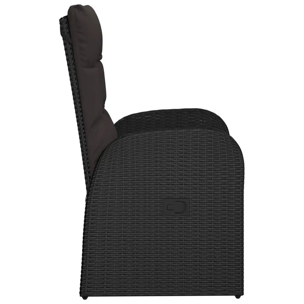 vidaXL vidaXL Reclining Garden Chairs with Cushions 2 pcs Black Poly Rattan - Garden Chairs