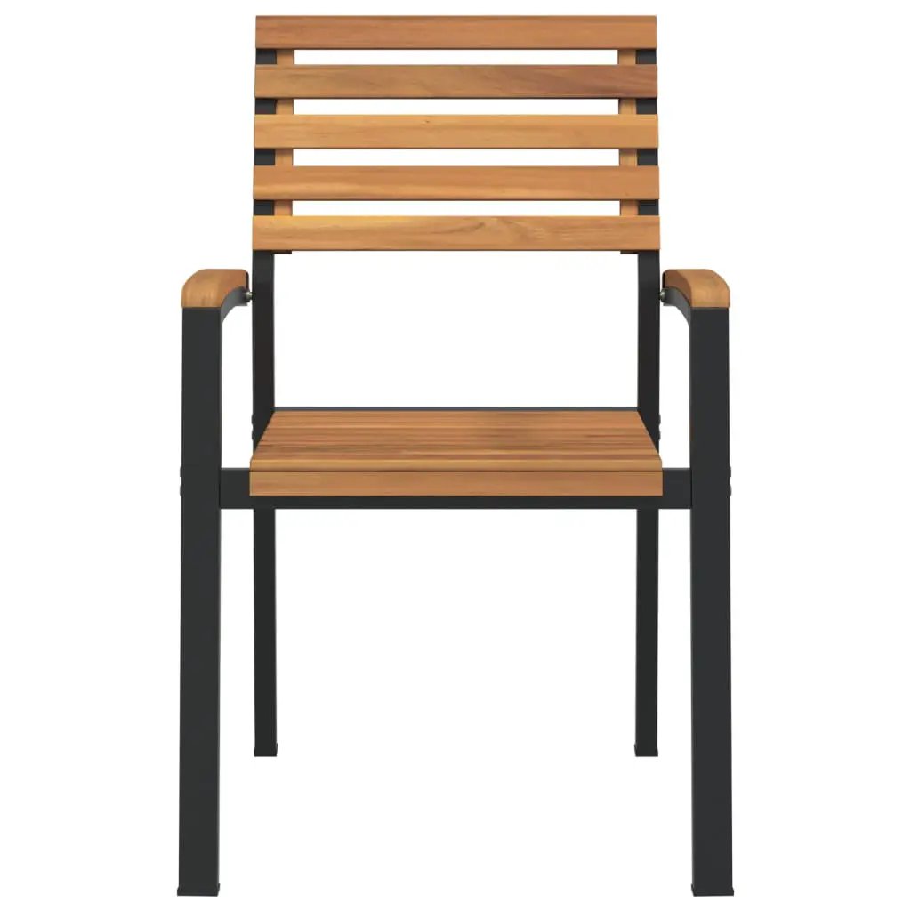 vidaXL vidaXL Stackable Garden Chairs 2 pcs Solid Wood Acacia and Metal - Garden Chairs