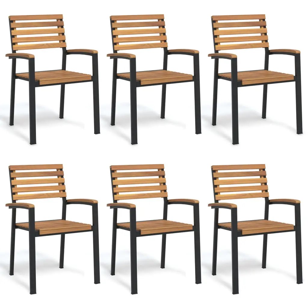 vidaXL vidaXL Stackable Garden Chairs 6 pcs Solid Wood Acacia and Metal - Garden Chairs