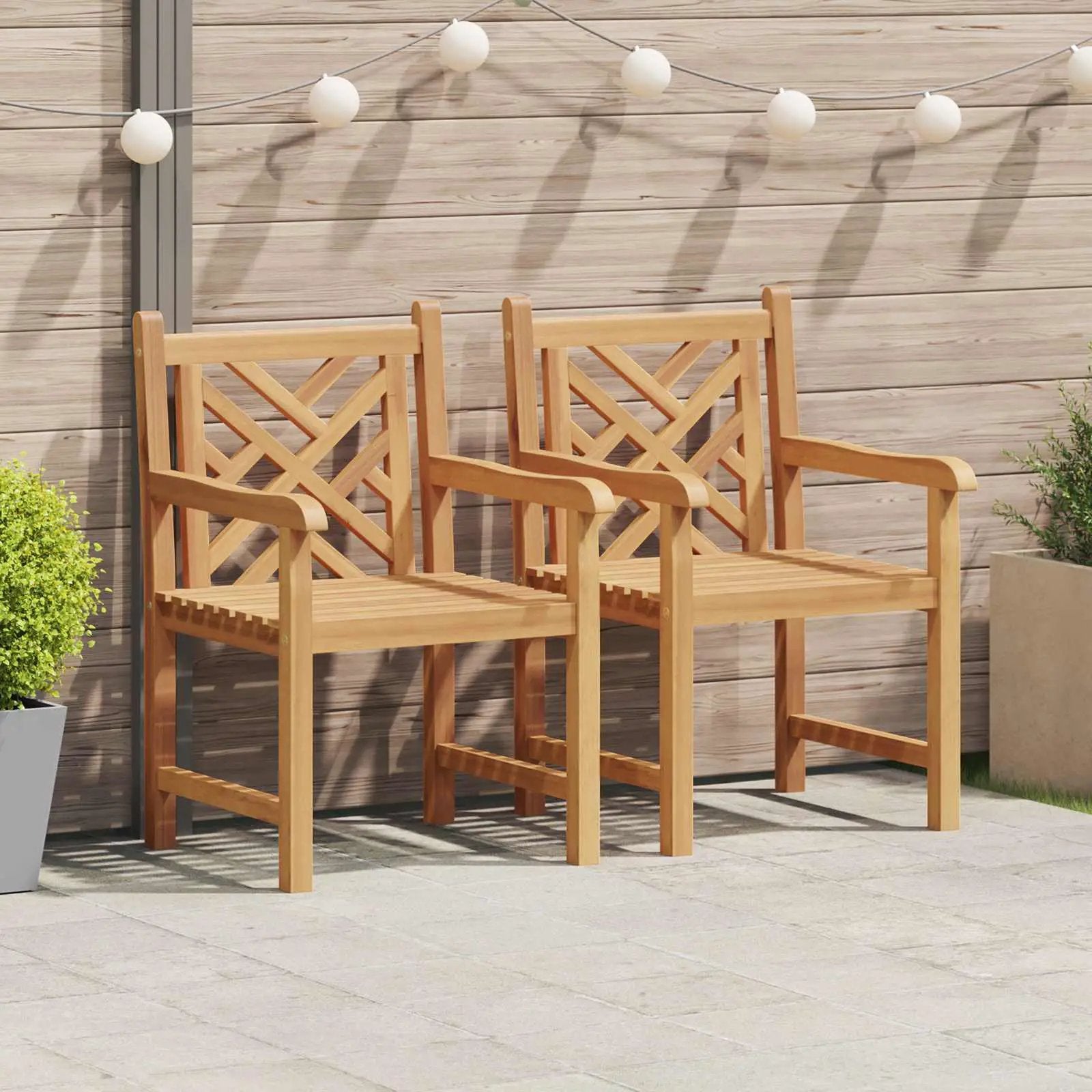 vidaXL vidaXL Garden Chair 2 pcs 60 x 58 x 90 cm Solid Teak Wood -
