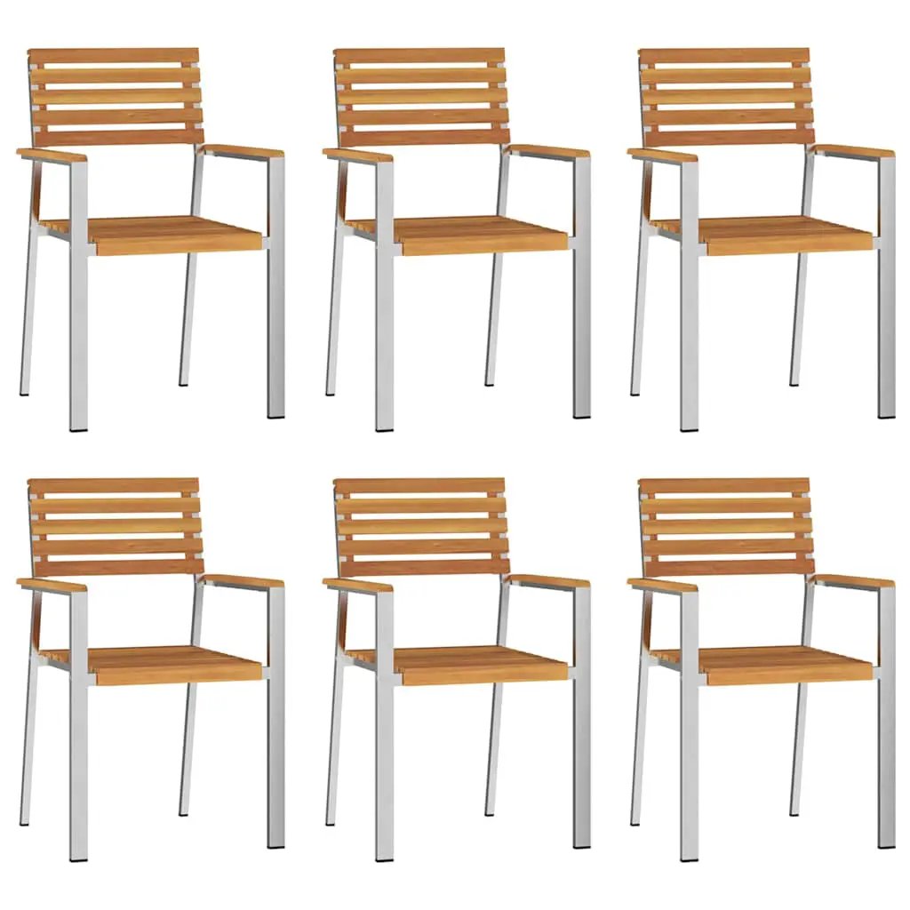 vidaXL vidaXL Garden Chair 6 pcs Oil Natural Solid Acacia Wood - Garden Chairs