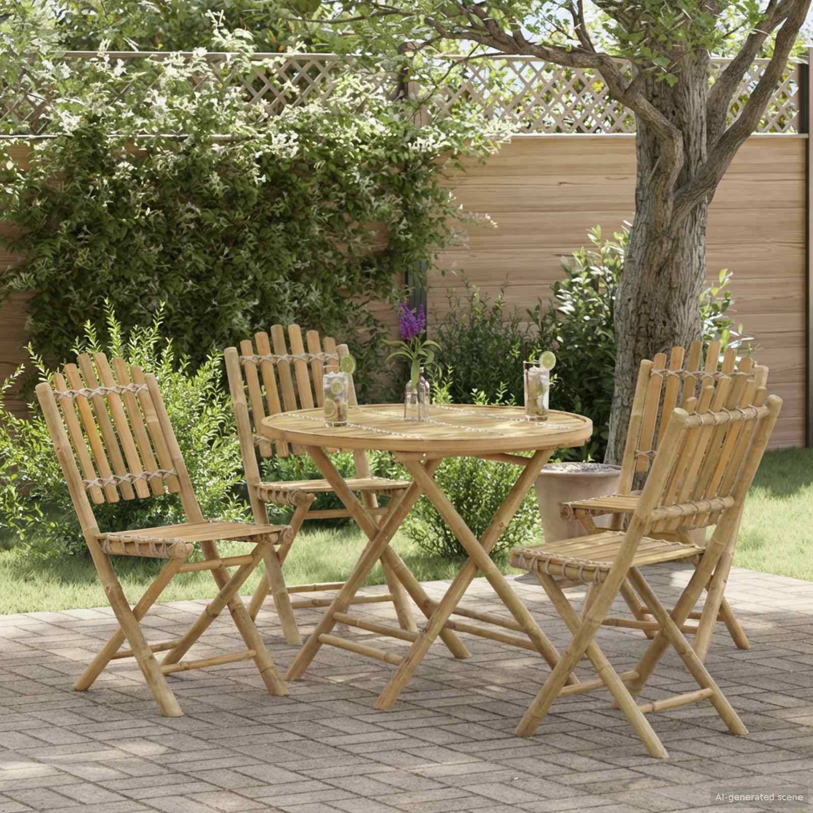 vidaXL vidaXL Garden Chair 4 pcs Natural Bamboo - Garden Chairs