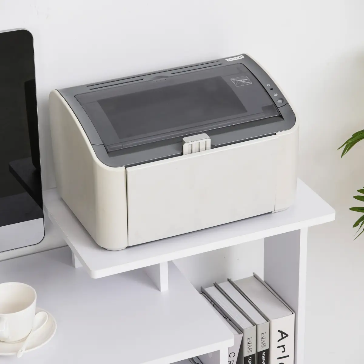 HOMCOM Computer Desk with Sliding Keyboard Tray Storage Drawer Shelf White - Desk