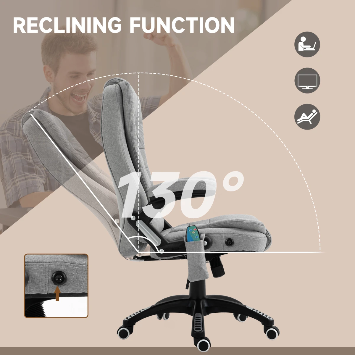 Unbranded Premium Reclining Chair SixPoint Massage Office - Office Chair