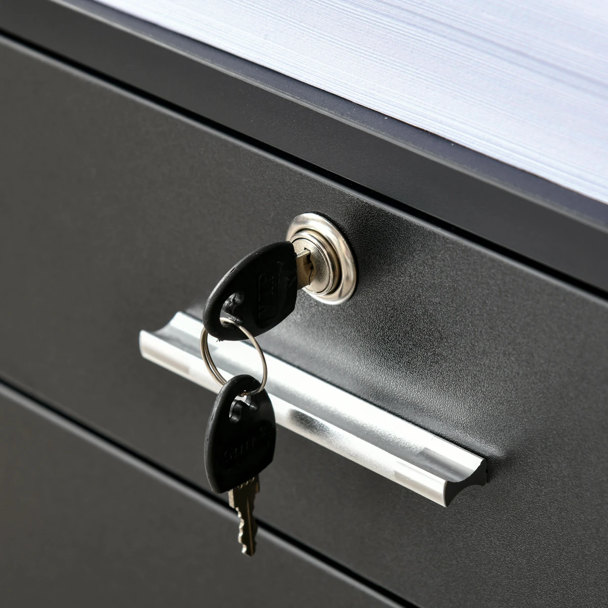 Vinsetto Mobile File Cabinet Compact Lockable Top Drawer 2 Keys Five Wheel Black Home Office Storage by Unbranded