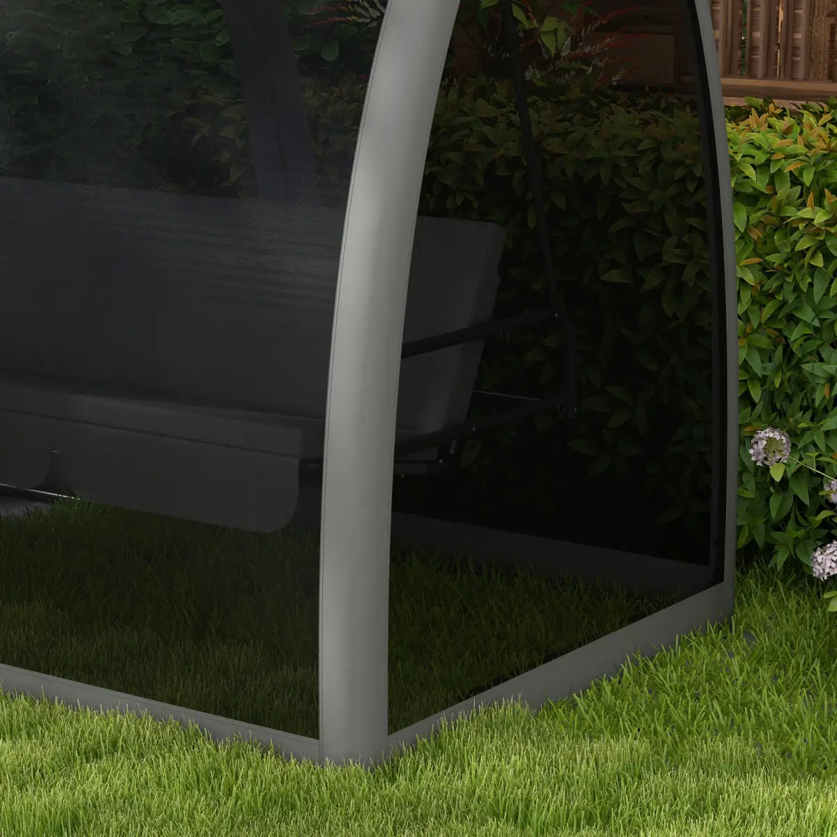 Outsunny Outsunny Garden Swing Chair Patio Hammock 3 Seater Bench Canopy Lounger Grey - Hammocks