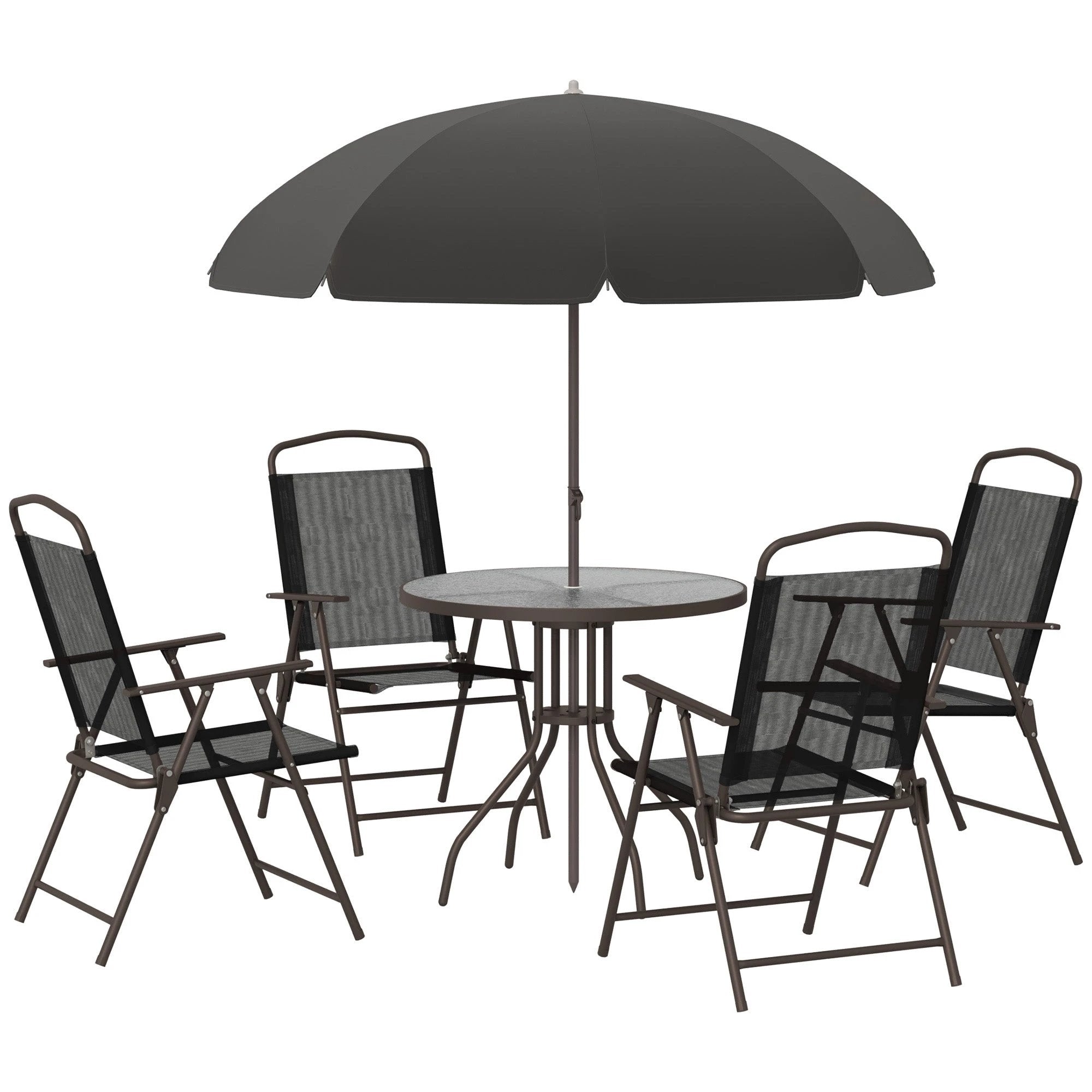 Outsunny 6 Pcs Bistro Set, Texteline-Black - Bistro Sets