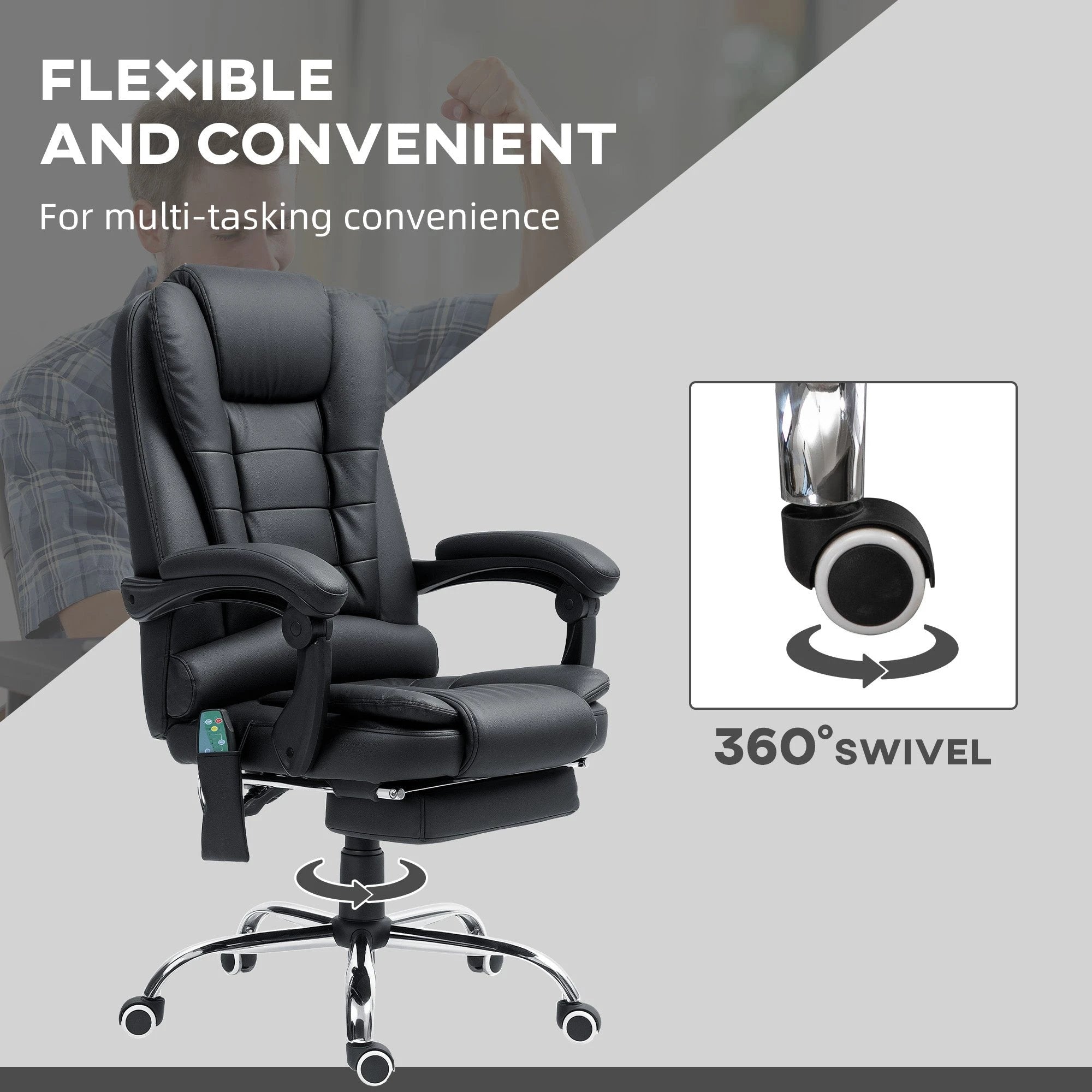 Vinsetto Ergonomic Heated 6 Points Vibration Massage Office Chair Black by Vinsetto