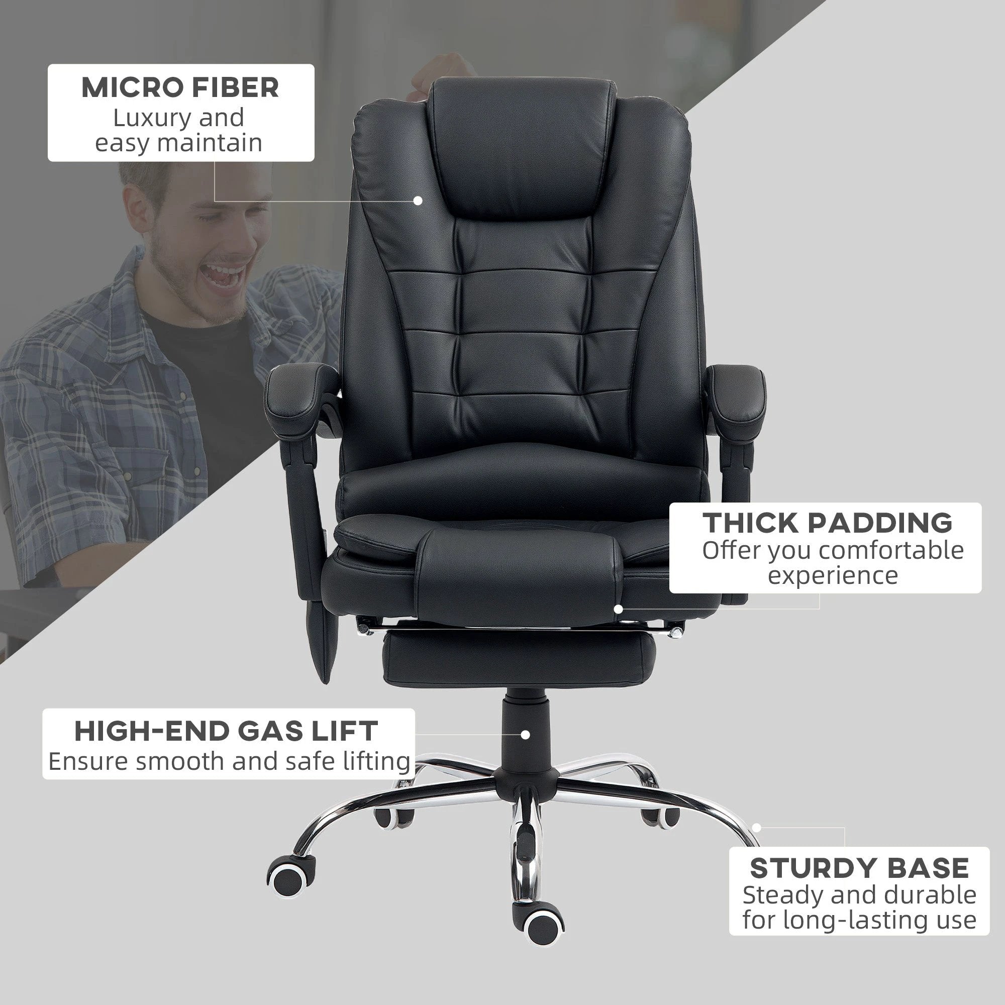 Vinsetto Ergonomic Heated 6 Points Vibration Massage Office Chair Black by Vinsetto