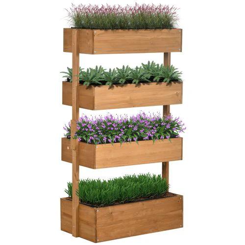 Outsunny Raised Garden Bed Wooden Plant Stand Orange by Outsunny