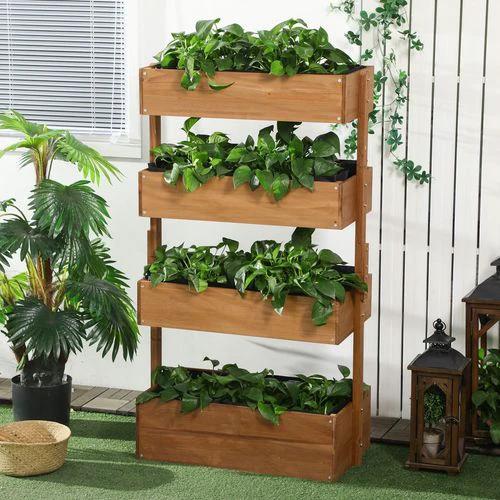 Outsunny Outsunny Raised Garden Bed Wooden Plant Stand Orange - Raised Beds