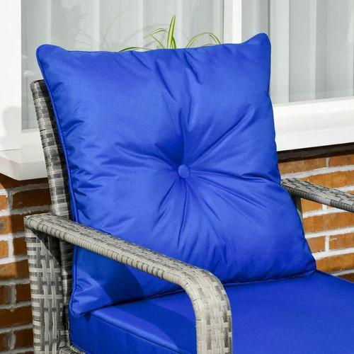 Outsunny 3 PCs PE Rattan Garden Sofa Set w/ 2 Chairs & Storage Table Mixed Grey - Garden Sofa Sets