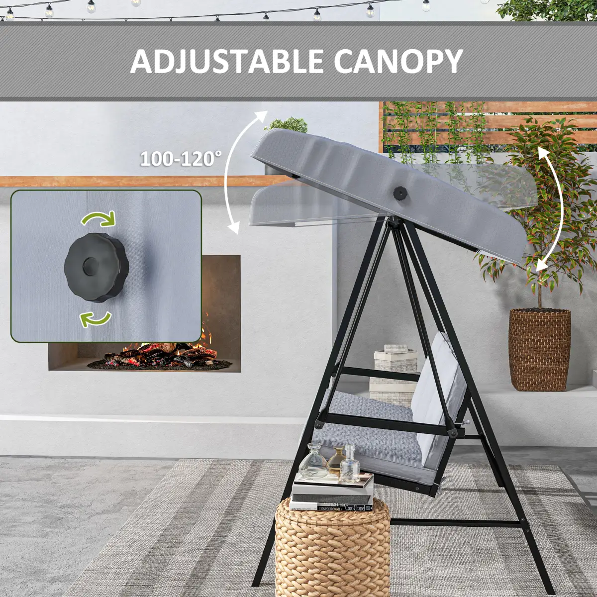 Outsunny Outsunny 3 Seater Garden Swing Chair with Adjustable Canopy and Cushions, Beige - Hammocks