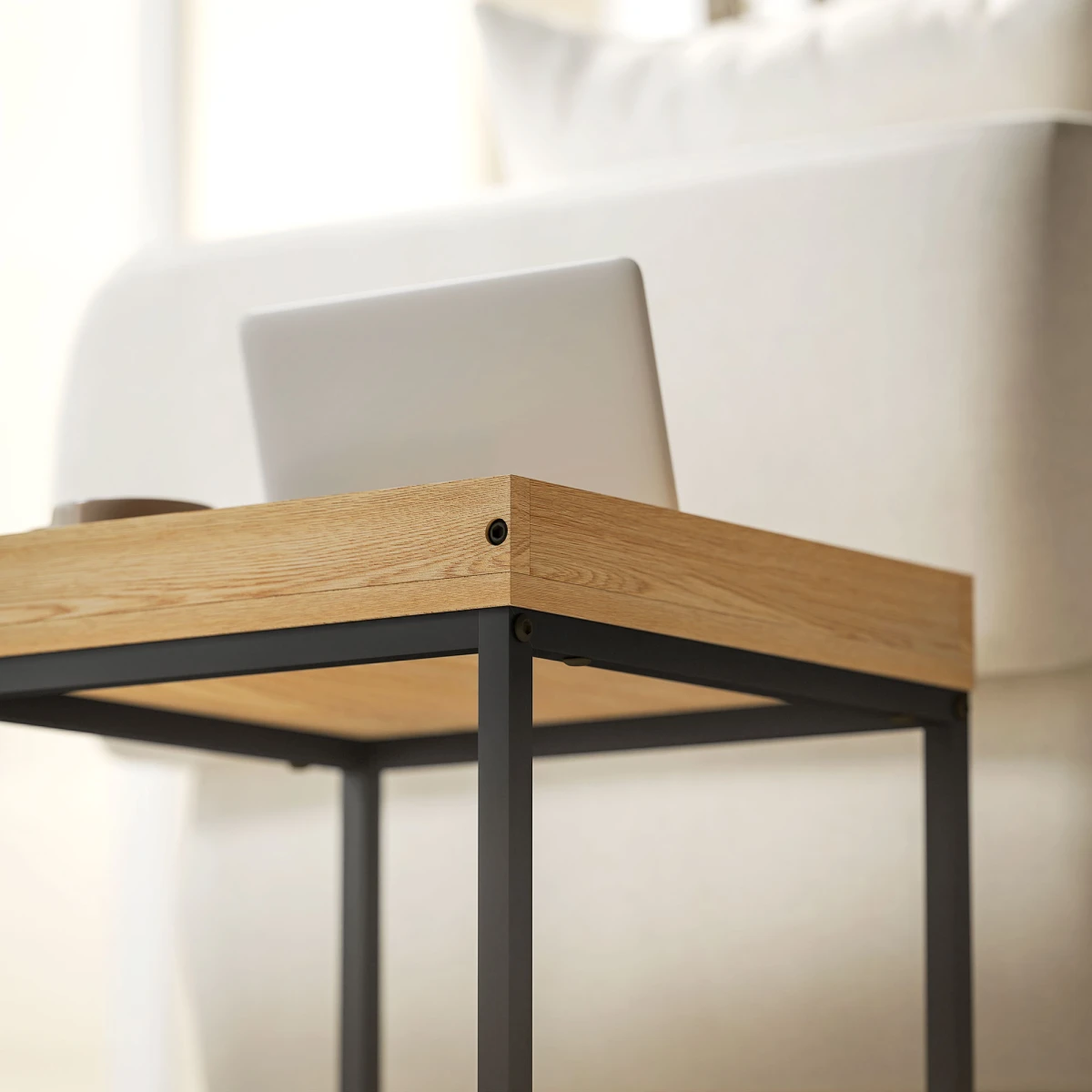 HOMCOM Nesting Coffee Tables Set Compact Square White And Wood For Small Space Living by HOMCOM