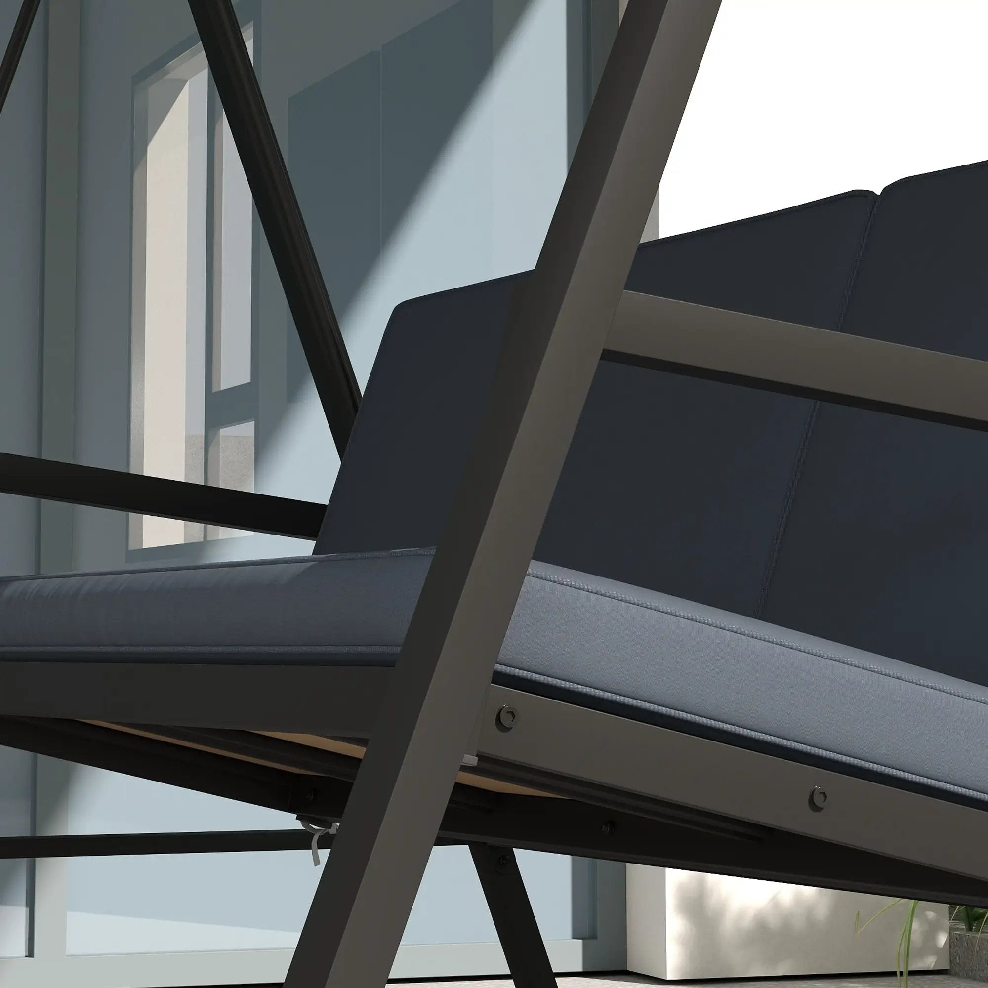 Outsunny Outsunny 3 Seater Garden Swing Chair with Adjustable Canopy, Dark Grey - Hammocks