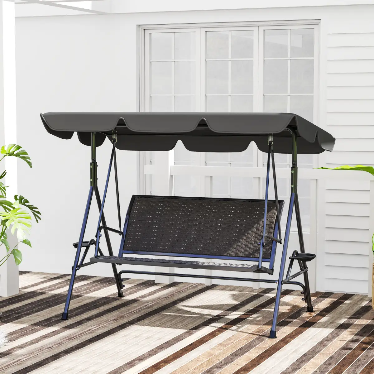 Outsunny Outsunny 3 Seater Garden Swing Seat Bench w/ Adjustable Canopy - Hammocks