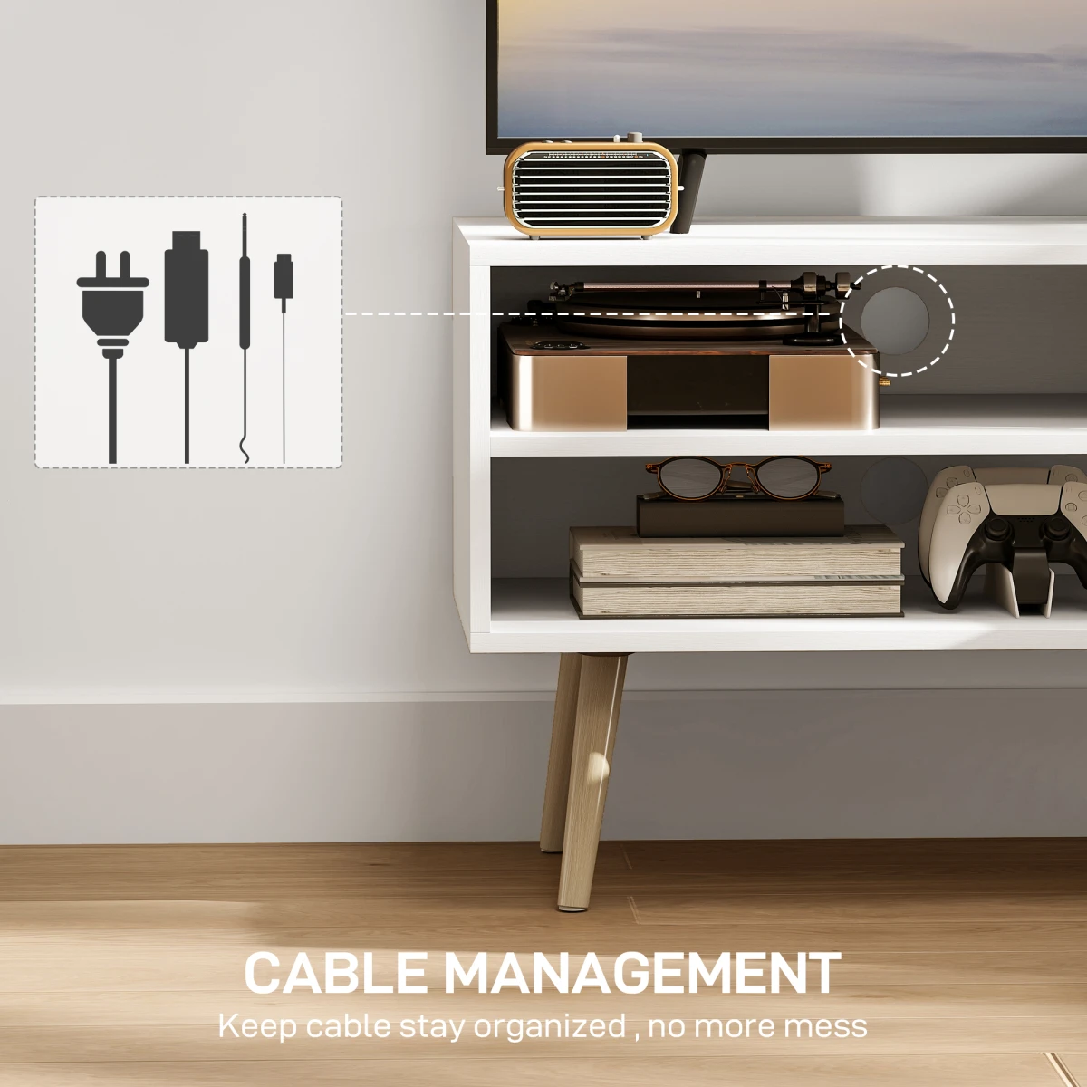 HOMCOM HOMCOM TV Unit Cabinet 55 Inch With Cupboard Shelves - TV Unit