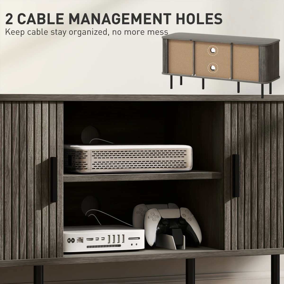 HOMCOM TV Stand Wide 140cm Cable Management Living Room by HOMCOM
